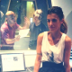 Elisabetta Canalis in visita a Radio 105 per incontrare Maccio Capatonda