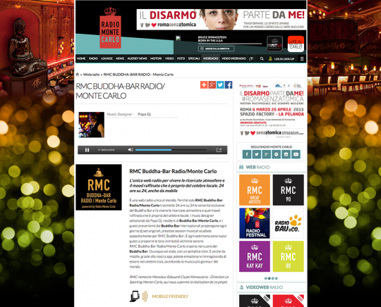 Su radiomontecarlo.net si accende RMC Buddha Bar