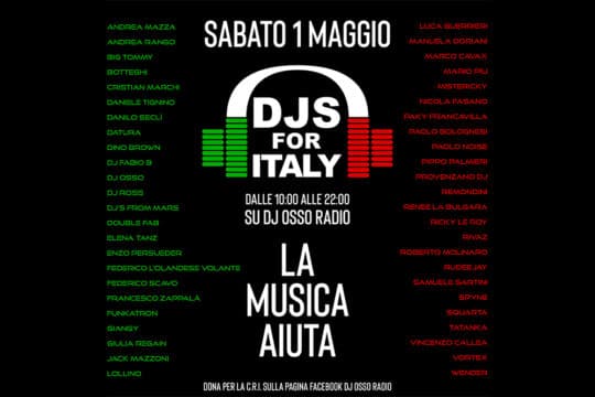 Djs for Italy: la maratona di 50 dj su Dj Osso Radio